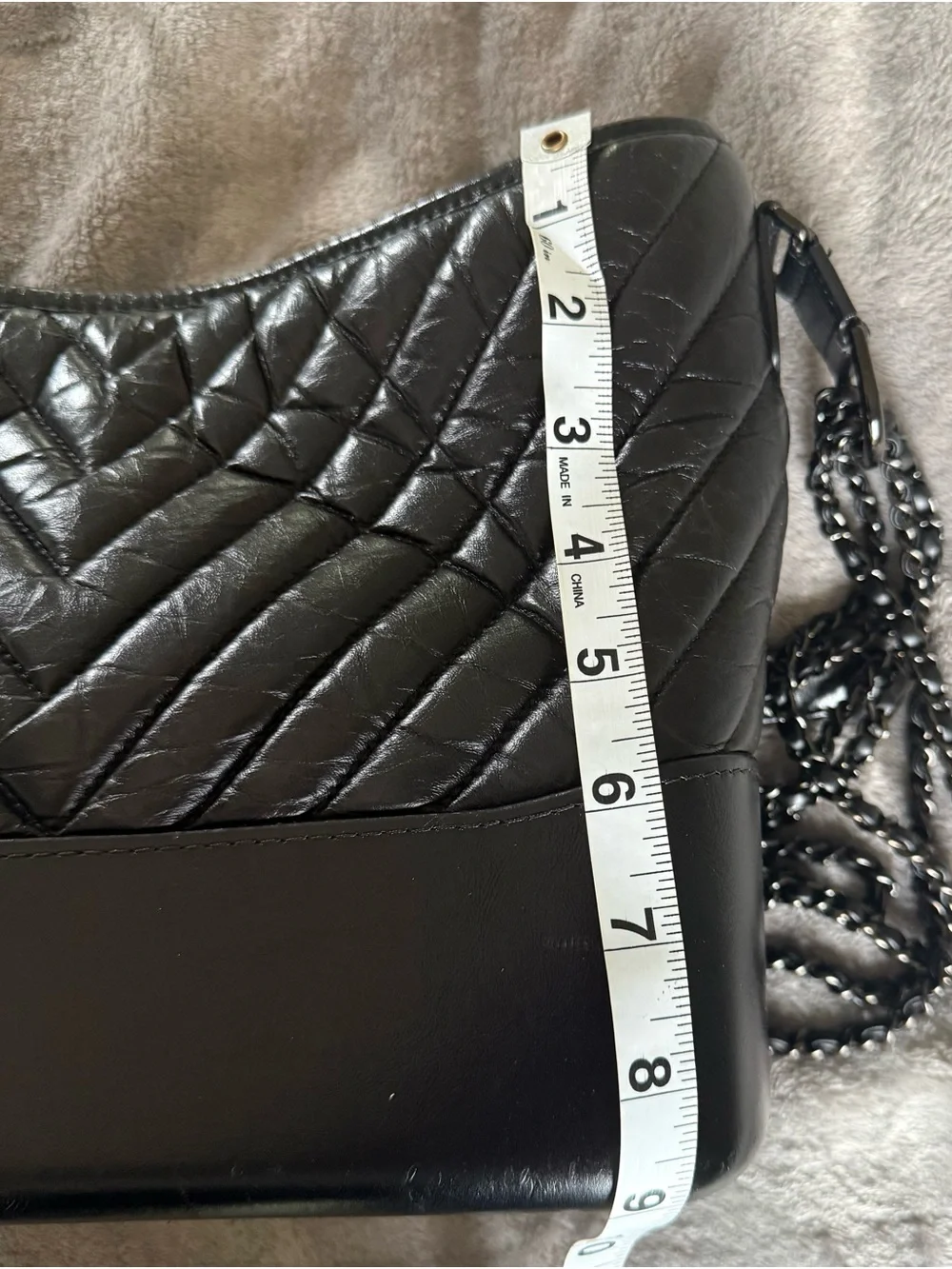 CHANEL Black Quilted Hobo Bag with Leather Base medium size